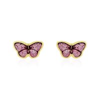 Boucles D'oreilles Puces Sulivia Papillon Or Jaune
