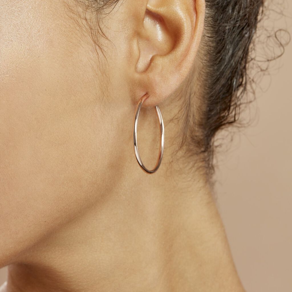 Créoles Argent Rose Olympia - Boucles d'oreilles créoles Femme | Histoire d’Or