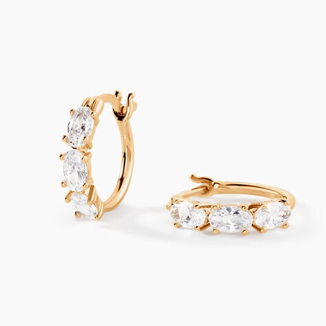 Cr&eacute;oles Cassi Plaqu&eacute; Or Jaune Oxyde De Zirconium - Boucles d'oreilles cr&eacute;oles Femme | Histoire d&rsquo;Or
