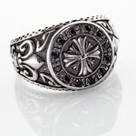 Bague Achille Acier Blanc Oxyde Noir - Bagues avec pierre Homme | Histoire d&rsquo;Or