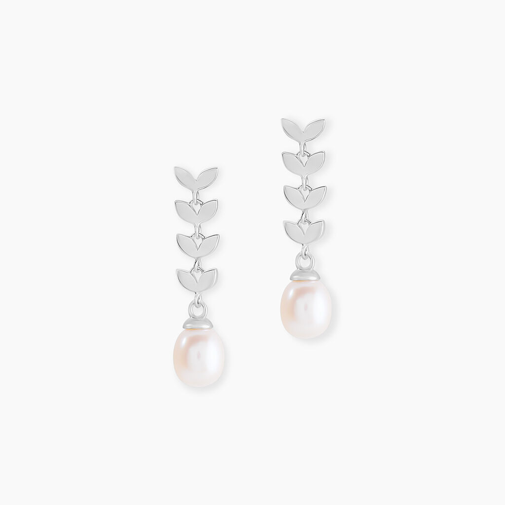 Boucles D'oreilles Pendantes Giacobbe Argent Blanc Perle De Culture - Boucles d'oreilles fantaisie Femme | Histoire d’Or
