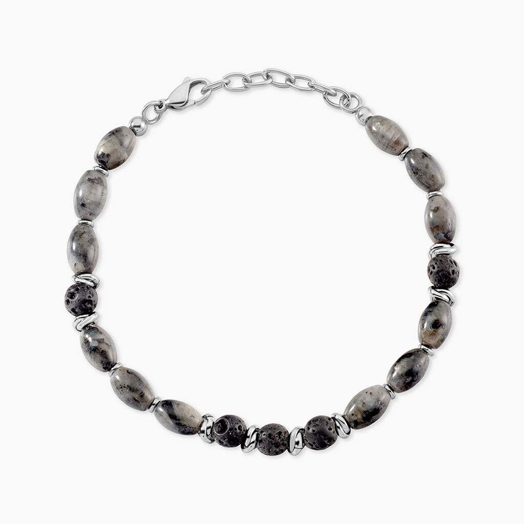 Bracelet Adiel Acier Blanc Labradorite Onyx - Bracelets Homme | Histoire d&rsquo;Or