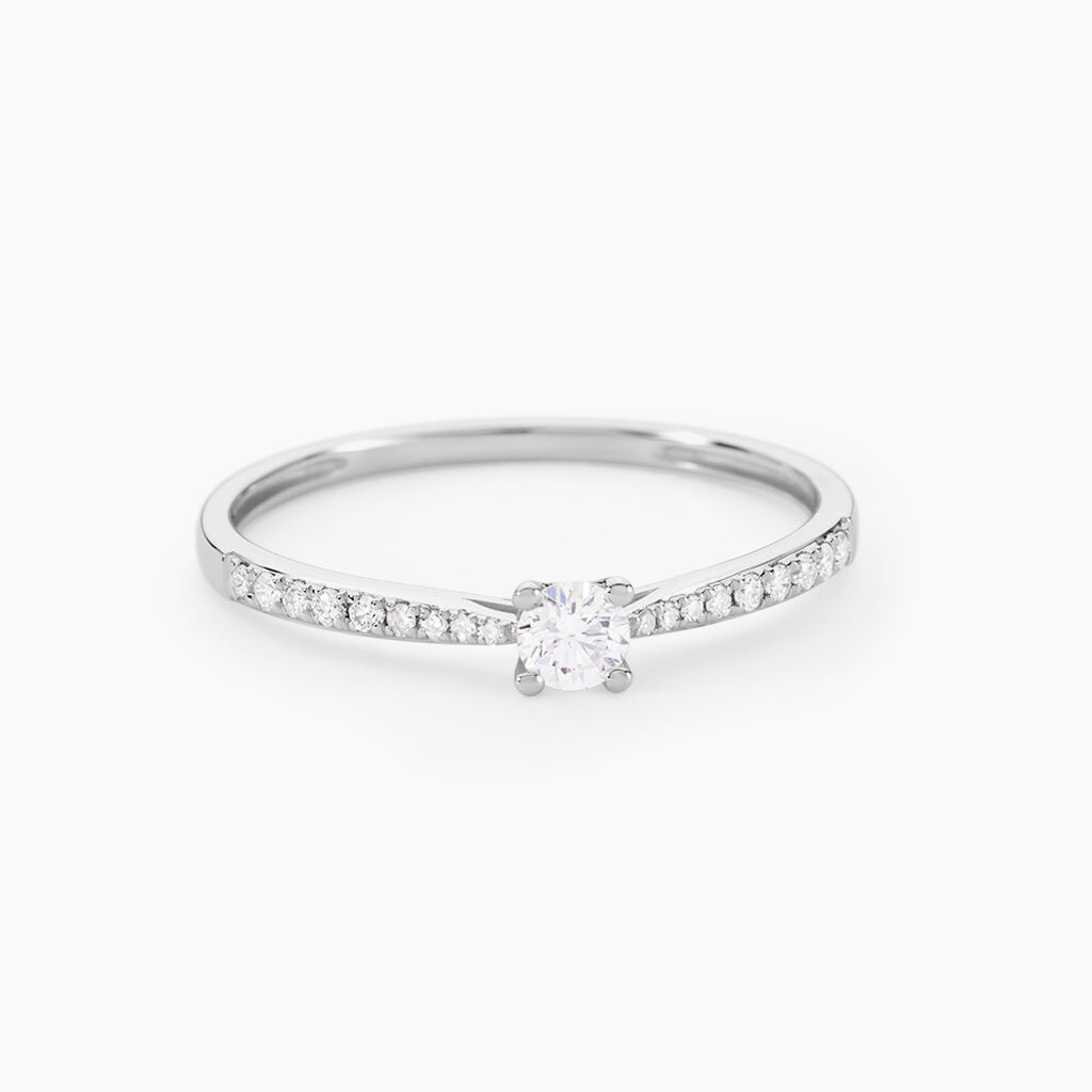 Bague Solitaire Hemera Or Blanc Diamant - Bagues solitaires Femme | Histoire d&rsquo;Or