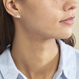 Boucles D'oreilles Puces Loeva Or Jaune Perle De Culture Et Oxyde - Clous d'oreilles Femme | Histoire d’Or