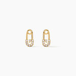 Boucles D'Oreilles Puces Epiktetos Argent Dor&eacute; A L'Or 750/1000 Oxyde De Zirconium - Boucles d'oreilles fantaisie Enfant | Histoire d&rsquo;Or