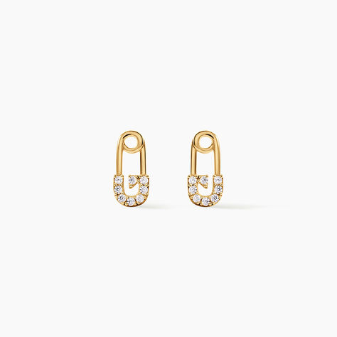 Boucles D'Oreilles Puces Epiktetos Argent Dor&eacute; A L'Or 750/1000 Oxyde De Zirconium - Boucles d'oreilles fantaisie Enfant | Histoire d&rsquo;Or