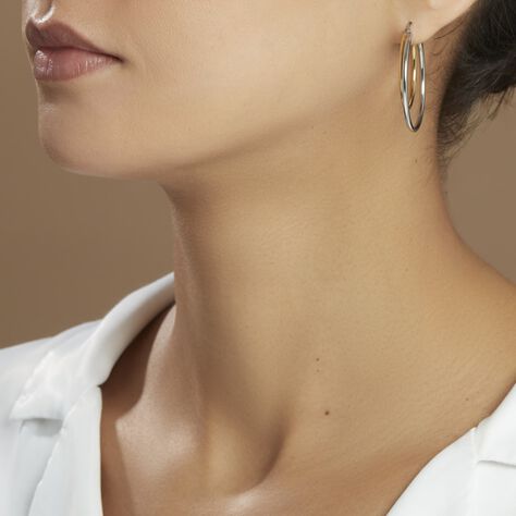 Créoles Adisson Acier Bicolore - Boucles d'oreilles créoles Femme | Histoire d’Or