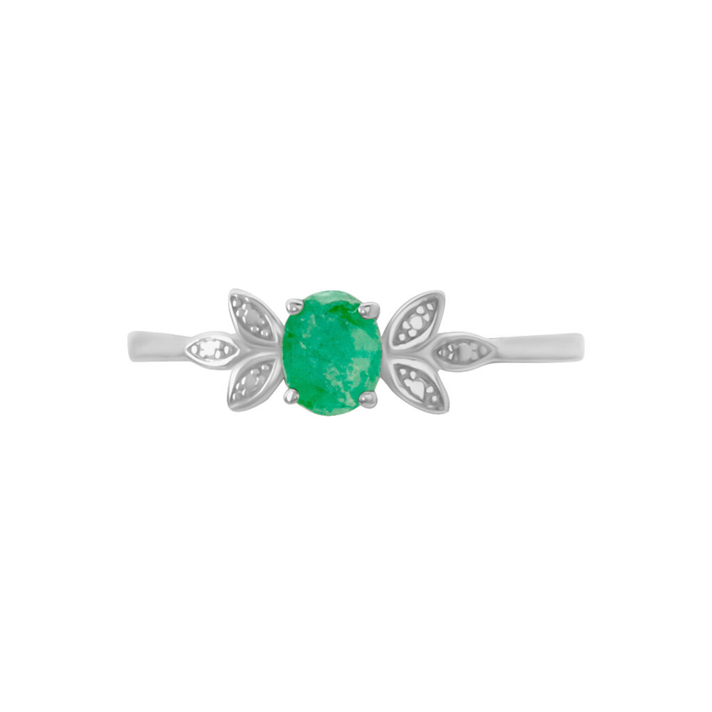 Bague Or Blanc Febe Emeraude - Bagues solitaires Femme | Histoire d’Or