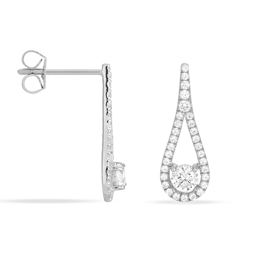 Boucles D'oreilles Pendantes Antonietta Argent  Oxyde De Zirconium - Boucles d'oreilles fantaisie Femme | Histoire d’Or