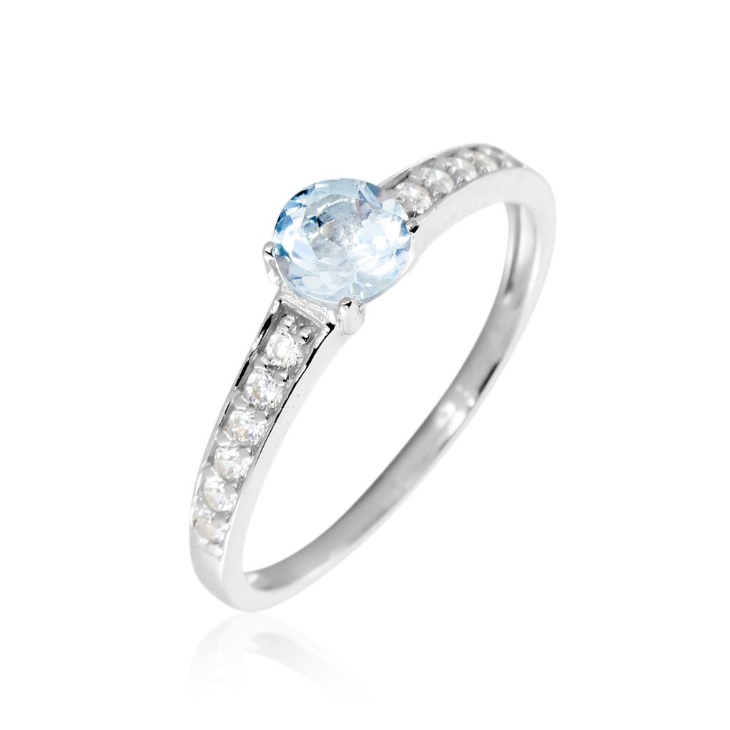 Bague Carrol Or Blanc Topaze Oxyde De Zirconium - Bagues solitaires Femme | Histoire d&rsquo;Or