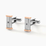 Boutons De Manchettes Dax Acier Bicolore Oxyde De Zirconium - Boutons de manchette Homme | Histoire d&rsquo;Or