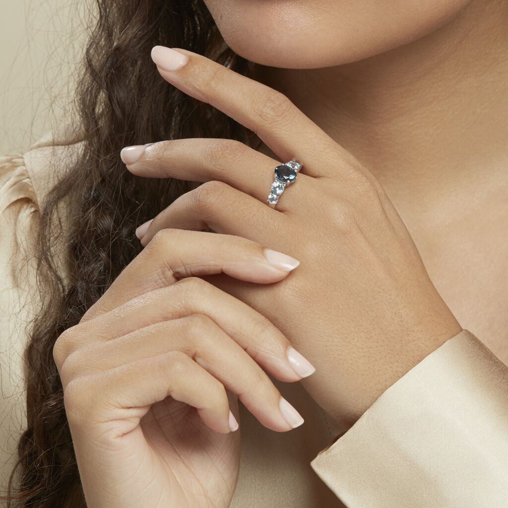 Bague Muna Or Blanc Topaze Bleu London Topaze Topaze - Bagues avec pierre Femme | Histoire d’Or