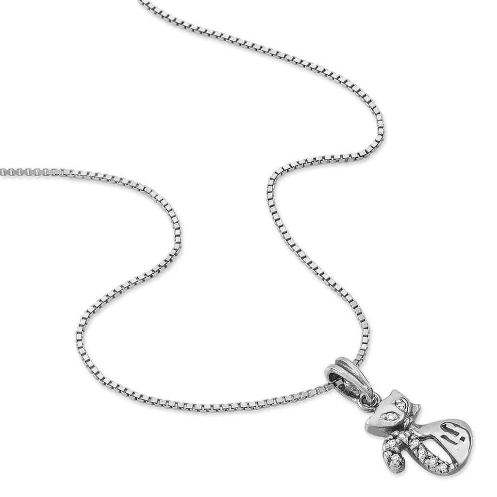 Collier Chat Argent Blanc Oxyde De Zirconium - Colliers fantaisie Femme | Histoire d’Or