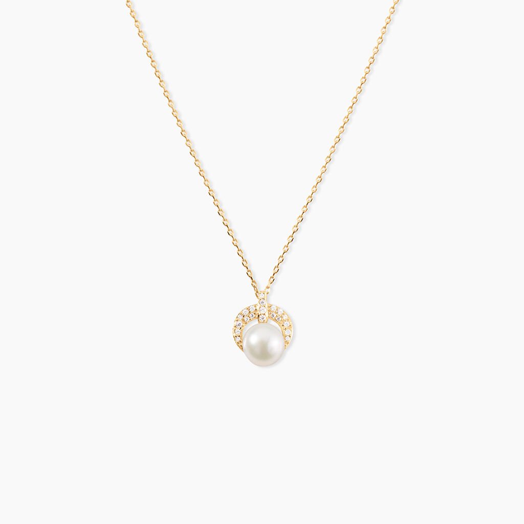 Collier Aloys Or Jaune Perle De Culture Et Oxyde De Zirconium - Colliers Femme | Histoire d&rsquo;Or