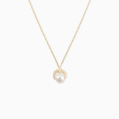 Collier Aloys Or Jaune Perle De Culture Et Oxyde De Zirconium - Colliers Femme | Histoire d&rsquo;Or