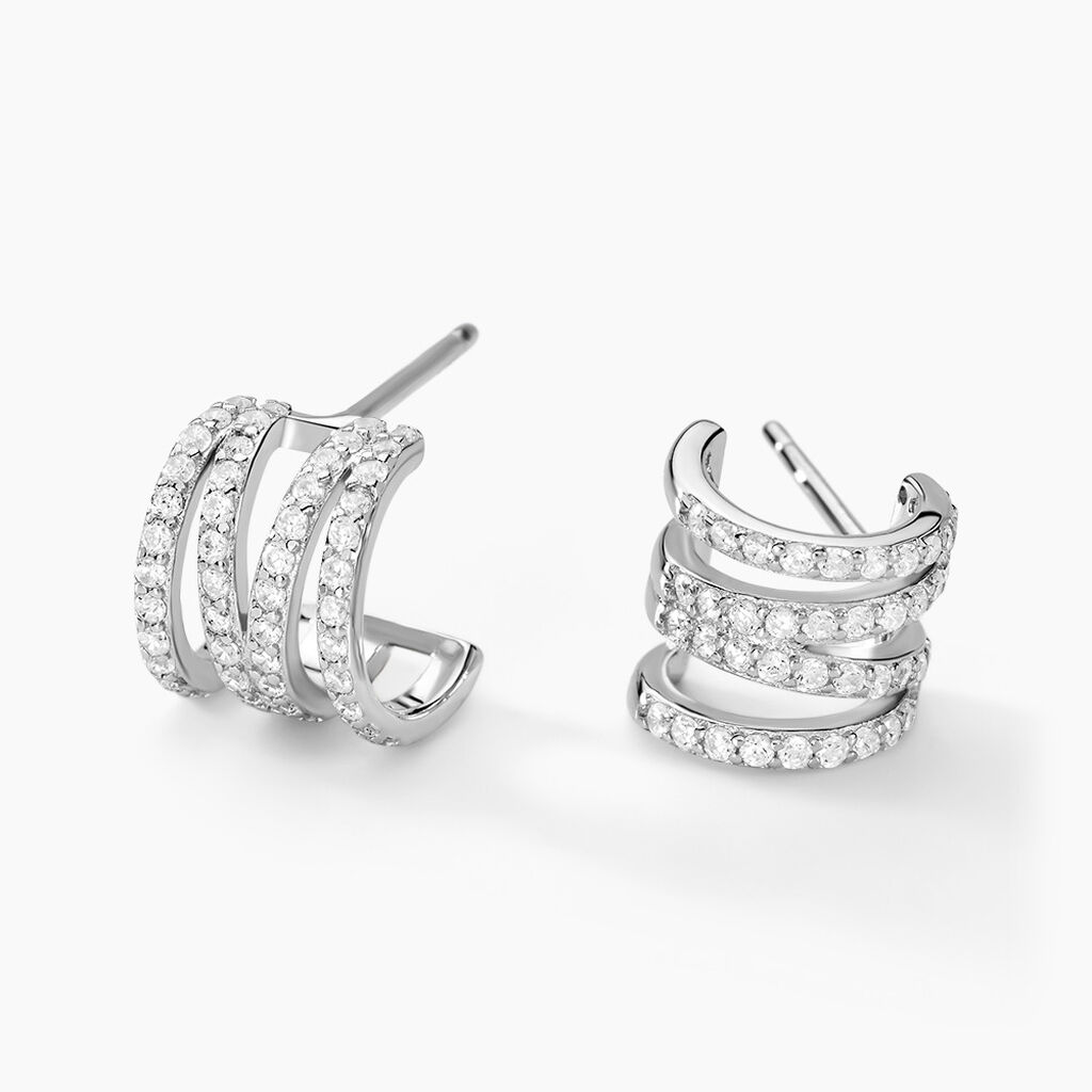 Créoles Lyv Argent Blanc Oxyde De Zirconium - Boucles d'oreilles créoles Femme | Histoire d’Or