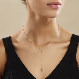 Collier Evelina Croix Maille Boule Or Jaune - Pendentifs Baptême Famille | Histoire d’Or