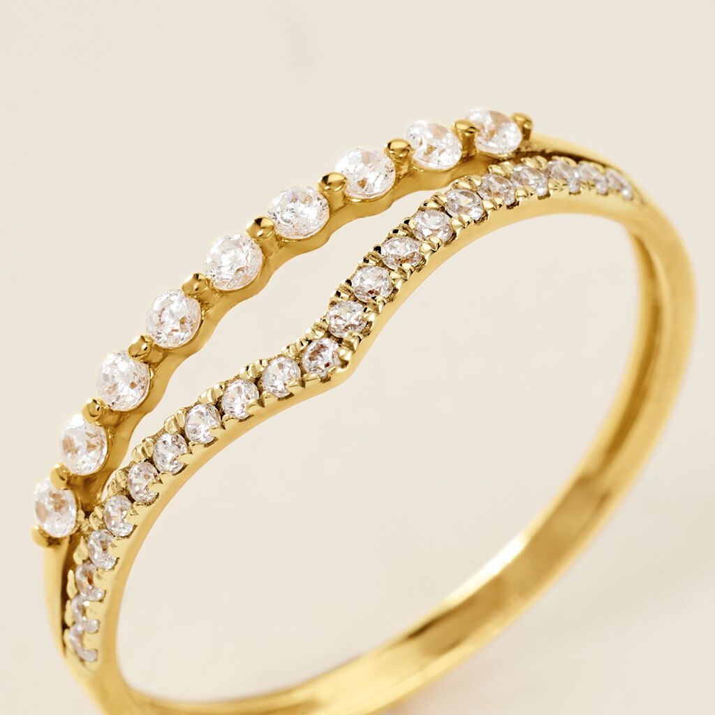 Bague Or Jaune Eclat D'etoile Oxyde De Zirconium - Bagues avec pierre Femme | Histoire d’Or