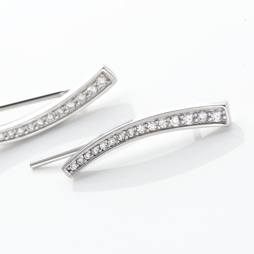 Boucles D'oreilles Grimpantes Argent Blanc Solvic Oxydes De Zirconium - Boucles d'oreilles fantaisie Femme | Histoire d’Or