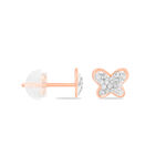 Boucles D'oreilles Puces Evaelle Papillon 0 Or Rose Strass - Clous d'oreilles Femme | Histoire d&rsquo;Or