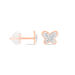 Boucles D'oreilles Puces Evaelle Papillon 0 Or Rose Strass - Clous d'oreilles Femme | Histoire d’Or