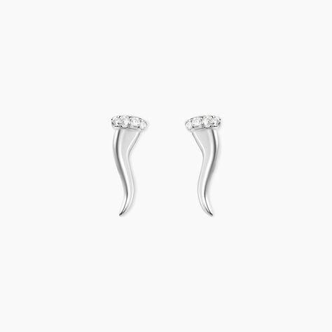 Boucles D'oreilles Puces Amalthee Argent Blanc Oxyde De Zirconium - Boucles d'oreilles fantaisie Femme | Histoire d’Or