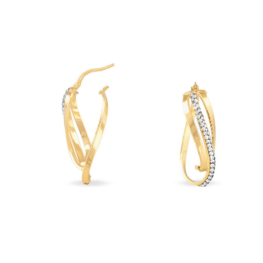 Créoles Hilharriette Or Jaune Strass - Boucles d'oreilles créoles Femme | Histoire d’Or