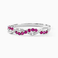 Bague Sofia Or Blanc Rubis Et Diamant