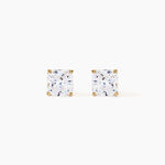 Boucles D'oreilles Puces Doreen Carre Or Jaune Oxyde De Zirconium - Clous d'oreilles Femme | Histoire d&rsquo;Or
