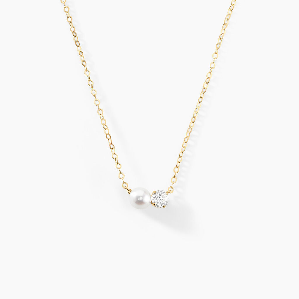 Collier Riitta Or Jaune Perle De Culture Oxyde De Zirconium - Colliers Femme | Histoire d’Or