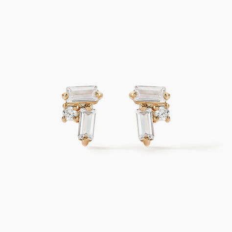 Boucles D'oreilles Puces Jardins D'hiver Plaqué Or Oxyde De Zirconium - Boucles d'oreilles fantaisie Femme | Histoire d’Or