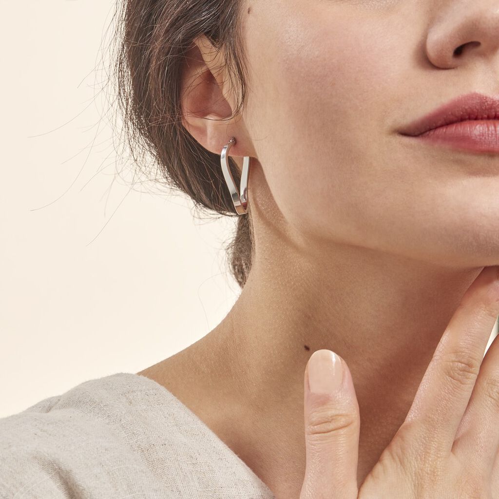 Créoles Silla Or Blanc - Boucles d'oreilles créoles Femme | Histoire d’Or