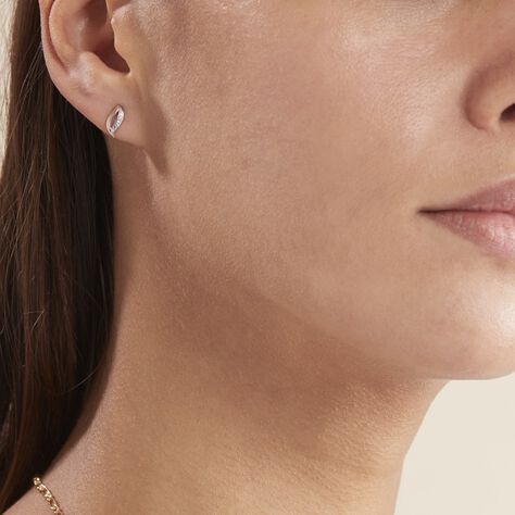 Boucles D'oreilles Puces Smeralda Or Rose Diamant - Clous d'oreilles Femme | Histoire d’Or