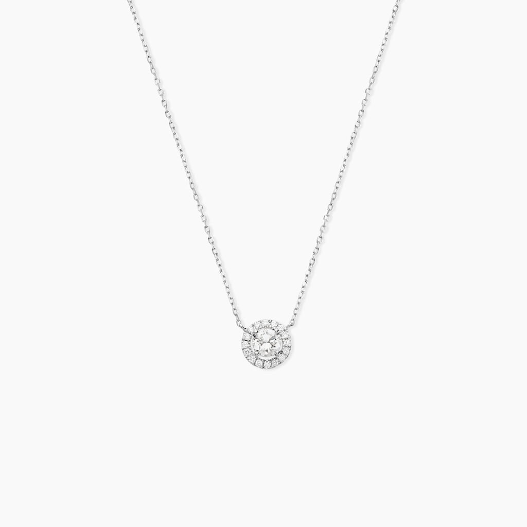 Collier Mentoura Or Blanc Diamant Synth&eacute;tique - Colliers Femme | Histoire d&rsquo;Or