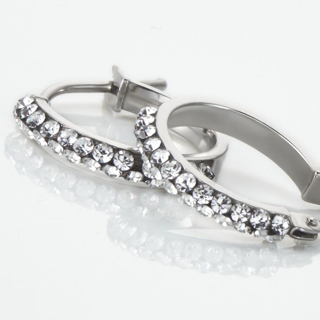 Créoles Sandrine Or Blanc Strass - Boucles d'oreilles créoles Femme | Histoire d’Or