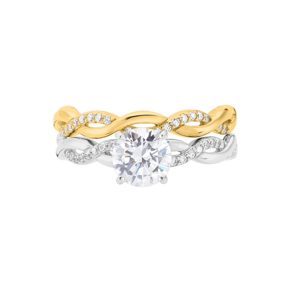 Bague Manille Argent Bicolore Oxyde De Zirconium - Bagues solitaires Femme | Histoire d’Or