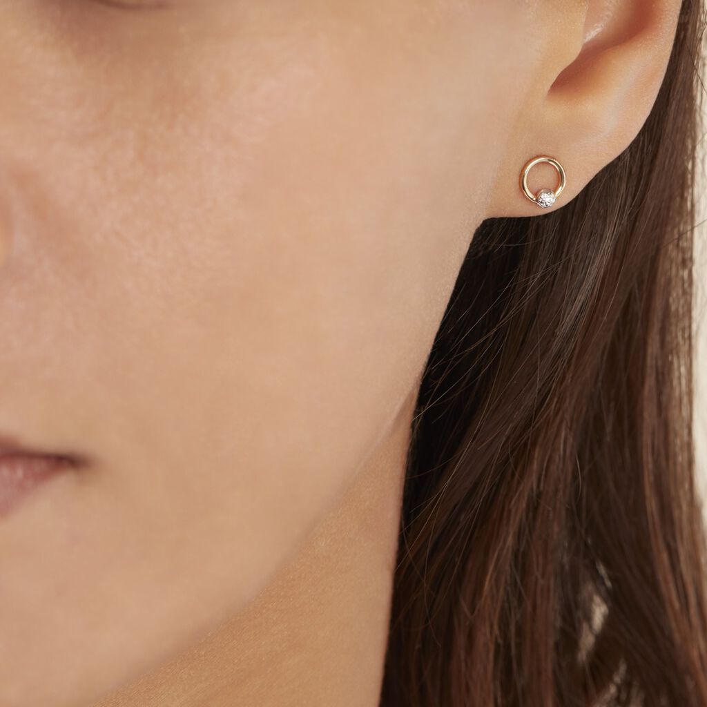 Boucles D'oreilles Puces Gisa Jaune Diamant Blanc - Clous d'oreilles Femme | Histoire d’Or