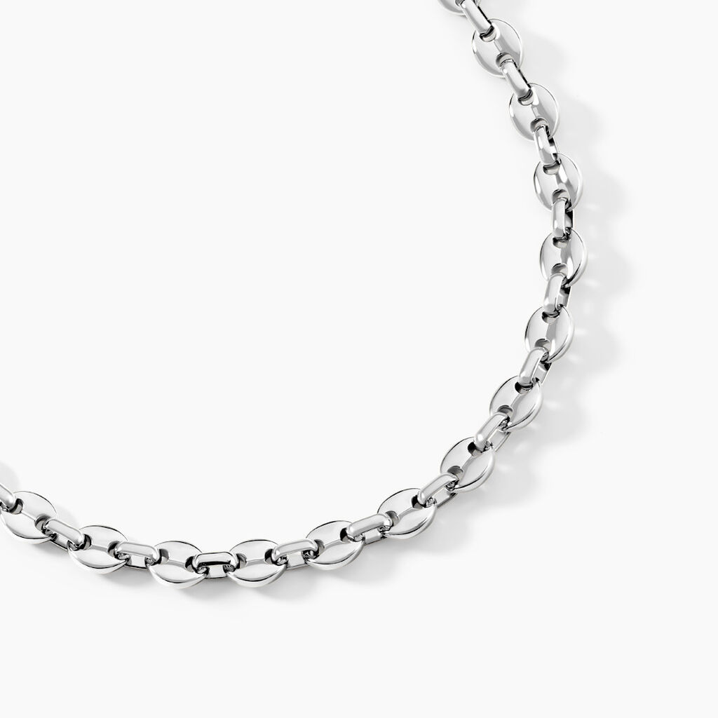 Collier Carrus Maille Grain De Cafe Argent Blanc