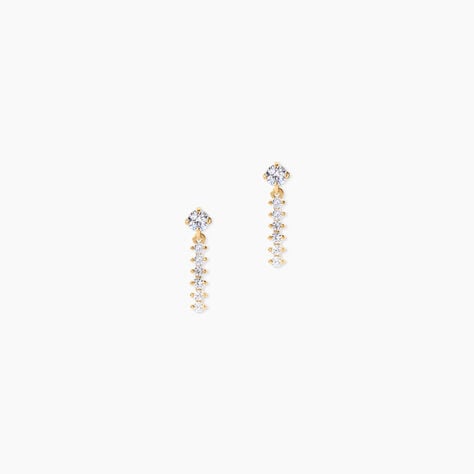 Boucles D'Oreilles Pendantes Barakat Argent Dor&eacute; A L'Or 750/1000 Oxyde De Zirconium - Boucles d'oreilles fantaisie Enfant | Histoire d&rsquo;Or