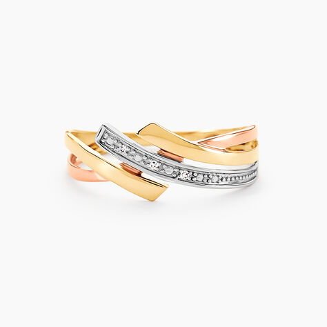 Bague Ainhoa Or Tricolore Diamant - Bagues avec pierre Femme | Histoire d&rsquo;Or