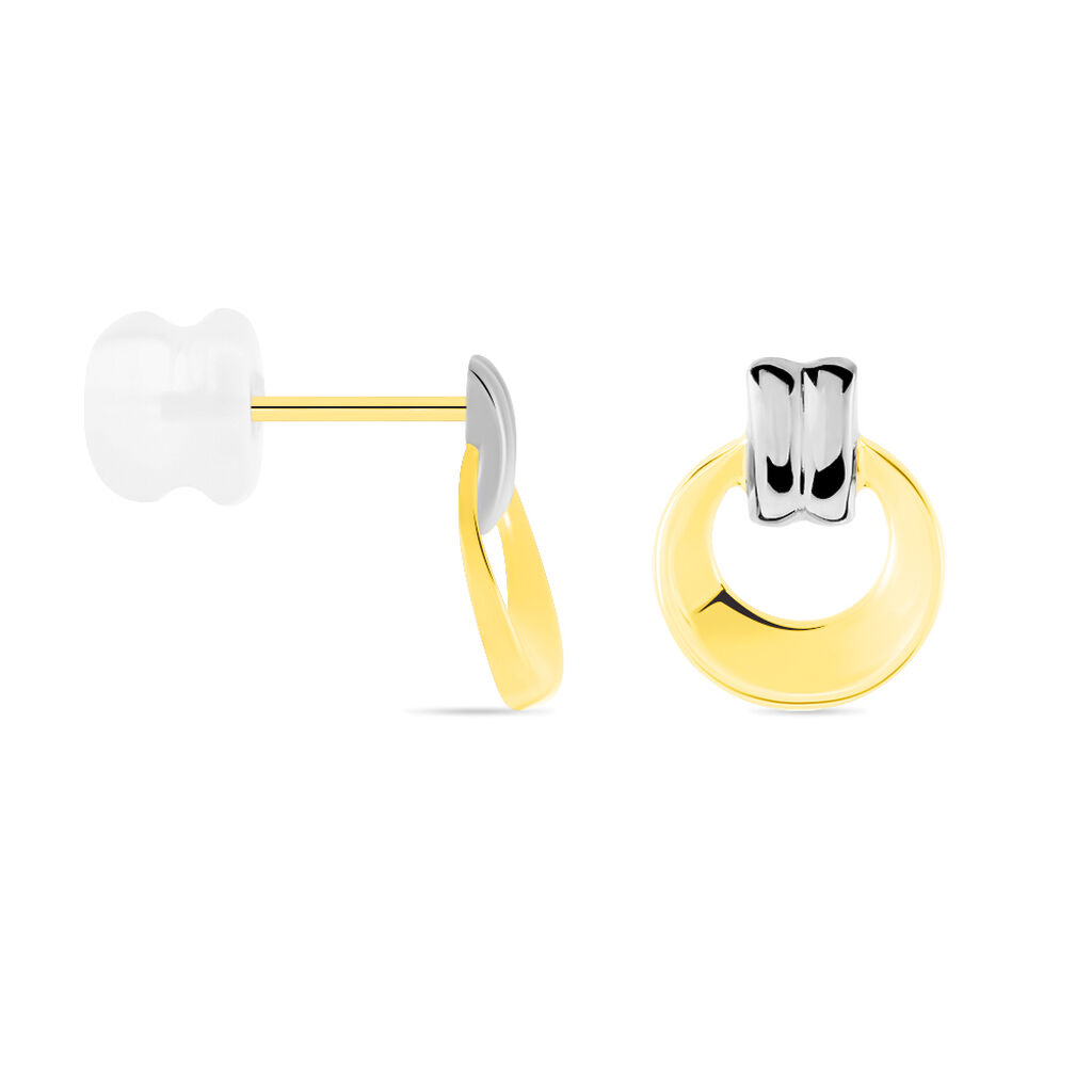 Boucles D'oreilles Puces Berangere Cercle Or Bicolore - Clous d'oreilles Femme | Histoire d’Or