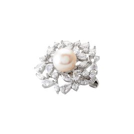 Broche Kaki Argent Blanc Perle De Culture - Autres bijoux Femme | Histoire d’Or