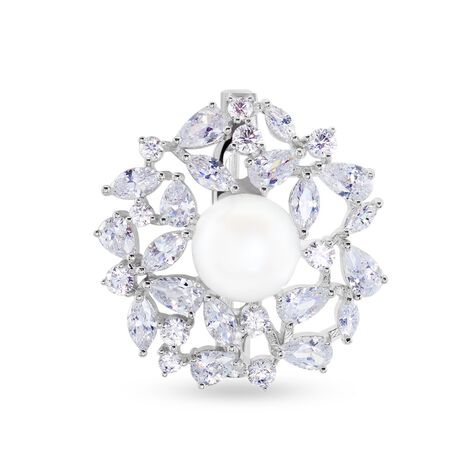 Broche Kaki Argent Blanc Perle De Culture - Autres bijoux Femme | Histoire d’Or