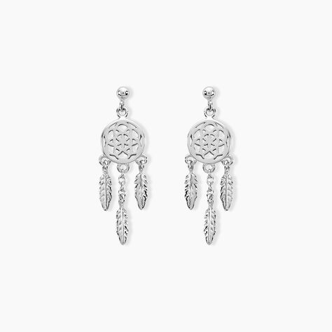 Boucles D'oreilles Pendantes Oniria Argent Blanc - Boucles d'oreilles fantaisie Femme | Histoire d’Or