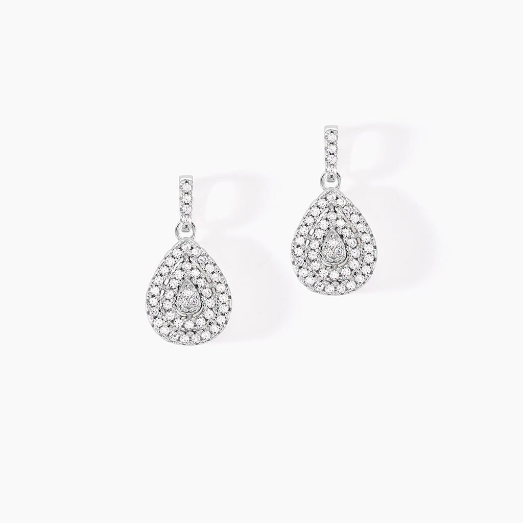 Boucles D'oreilles Pendantes Lysa Argent Blanc Oxyde De Zirconium - Boucles d'oreilles fantaisie Femme | Histoire d’Or