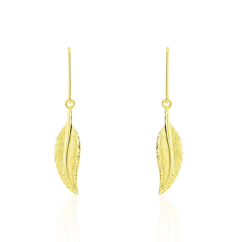 Boucles D'oreilles Pendantes Indian Nature Feuilles Or Jaune - Boucles d'oreilles pendantes Femme | Histoire d&rsquo;Or