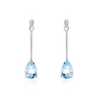Boucles D'oreilles Pendantes Goutte Or Blanc Topaze