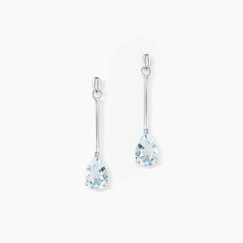 Boucles D'oreilles Pendantes Goutte Or Blanc Topaze - Boucles d'oreilles pendantes Femme | Histoire d’Or
