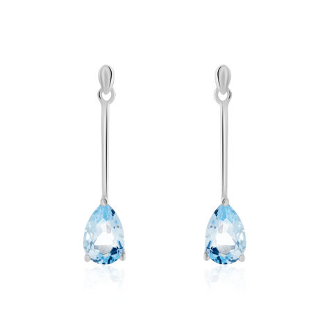 Boucles D'oreilles Pendantes Goutte Or Blanc Topaze - Boucles d'oreilles pendantes Femme | Histoire d’Or
