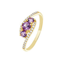 Bague Chloe Or Jaune Amethyste Et Oxyde De Zirconium